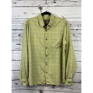 Men's Dixie Decoys Casual Button Down Shirt L Yellow Green Plaid